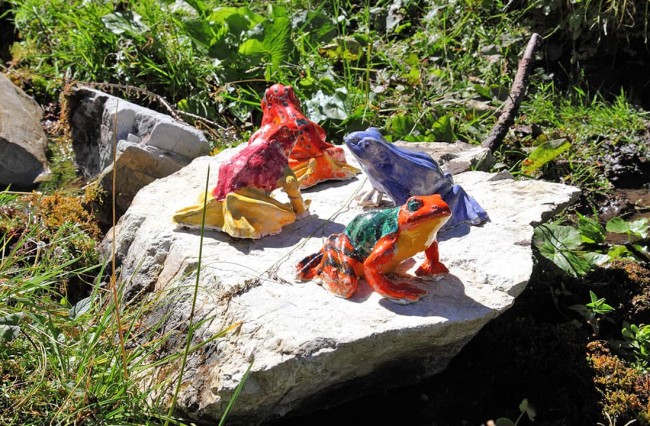 Keramikfrösche auf dem Weg zur Filzmoosalm